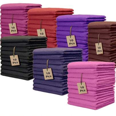 10pcs Set - Luxurious Microfiber Facial Cloths - Soft, Quick-Drying & Reusable Makeup Remover - Seamless Edge, Gentle And Effective Facial Washing Experience - Perfect Travel-Size Beauty Essentia