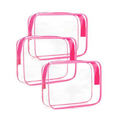 Clear Toiletry Bag, 3 Packs TSA Approved Travel Toiletry Bag Carry On Travel Accessories Bag Airport Airline Quart Size Bags Makeup Cosmetic Bag For Women