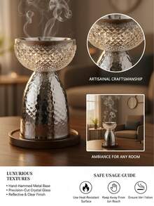 1pc/Set Metal Hammered Glass Aromatherapy Diffuser, Modern Luxury Style Fragrance Diffuser. Suitable For Home Decor, Office, Living Room, Celebration Events And Yoga Space. Can Be Used As Living Room Decor, Back To School Gift, Graduation Gift, Souvenir, Valentine's Day Gift, Wedding Gift, Gift, Decor, Promotion, Giveaway, Blessing, - one-size - View 6