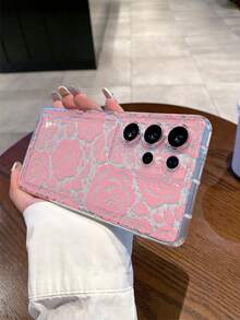 1个高级创意全屏粉色玫瑰蕾丝图案透明气囊TPU防震手机壳，适合作为节日礼物，适用于三星Galaxy S22/23/24/25/A05/A05S/A53/A54/A55及其他型号 - 彩色 - 查看 4