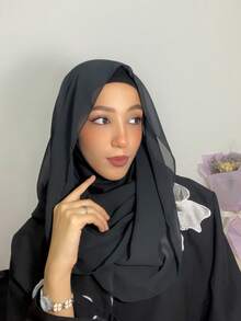 女士纯色拉法帽 - 一体式设计，方便快捷穿戴，简约休闲优雅经典百搭，雪纺衬里围巾和帽子一体成型，柔软雪纺面料围巾、帽子和配套雪纺头巾，二合一设计，轻松打造时尚出行造型 - 二合一 - 查看 8