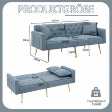 Sofa Bed Mattress - Blue + Teddy - View 2