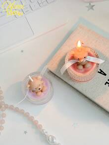 Bộ 1/4 nến thơm hình gấu Teddy sang trọng trong hũ thủy tinh | Nến sáp đậu nành màu kem (Trắng/Xanh dương/Hồng) kèm ruy băng | Đồ trang trí nhà cửa thơm mát, món quà độc đáo dành cho nữ/thiếu nữ nhân dịp sinh nhật, quà tặng đám cưới và quà tặng ngày lễ. - Nhiều màu - Xem 10
