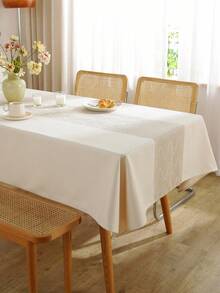 1pc Geometric Pattern Jacquard Waterproof Tablecloth, Polyester Fabric, Rectangular Or Square, Suitable For Living Room, Dining Room, Party, Home Decor, Room Decor, Tabletop Decor And Holiday Gift, Multiple Sizes Available, Machine Washable - Beige - View 4