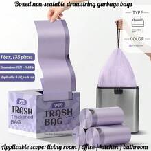 135 个 1 盒防撕裂垃圾袋，适用于客厅、厨房、办公室、浴室（9-14L 垃圾桶），各种垃圾存放，手提抽绳垃圾袋。 - 盒裝手提式垃圾袋 - 查看 7