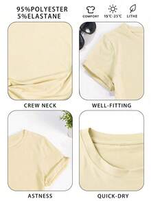 Damen Sommer Vogel Buchstaben Muster Lässig Einfach Alltäglich Locker Rundhals Kurzarm T-Shirt Top - Aprikosenfarben - Übersicht 4