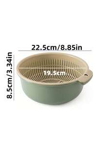 1pc Kitchen Double Layer Plastic Draining Basket, Vegetable Fruit Washing Bowl, Multi-Purpose Rice Washing Strainer - M - View 8