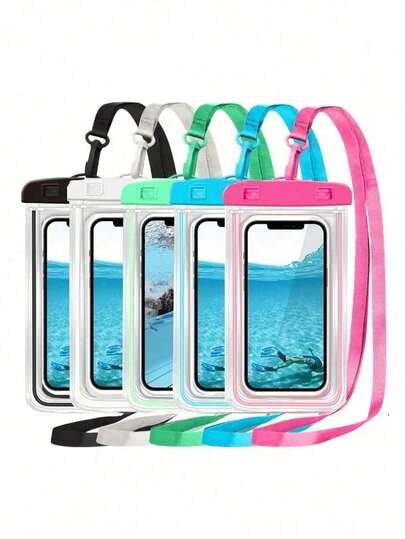 Universal Waterproof Phone Pouch Suitable For Beach And Swimming Pool, Waterproof And Dustproof Phone Bag, Transparent Color Fixed Suitable For Shower, Outdoor Activities, Rafting, Swimming, Diving, Swimming Pool, Bathroom, Waterproof Phone Protective Bag - Prevent Water Damage To Phone (Random Cardboard Packaging)