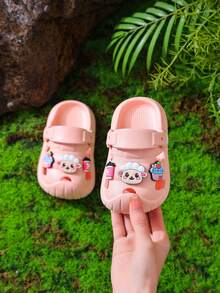 1 Pair Kids' Breathable Hollow Sandals, Boys/Girls Closed Toe Protective Shoes, Indoor/Outdoor Dual-Purpose Design, Spring/Summer - Pink - View 3