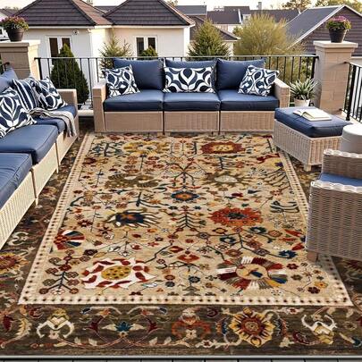 1pc Vintage Brown & Beige Floral Patterned Carpet. Velvet Material, Approx. 850g Weight, 0.6cm Thickness. Durable, Non-Slip, Easy To Clean. Available In Multiple Sizes. Suitable For Kitchen/Living Room/Dining Room/Bedroom/Balcony/Bathroom/Study. Perfect Home Decor Choice.