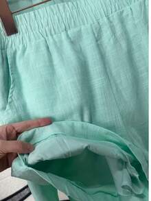 Women's Shirt And Shorts Set With Lining - Cadet Blue - View 4