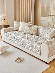 1件装奢华提花雪尼尔沙发套 - 宠物友好，四季皆宜，可机洗 - 适用于单人沙发到组合沙发 - 完美适用于客厅、卧室、办公室装饰（不含靠垫） - 卡其色 - 查看 3