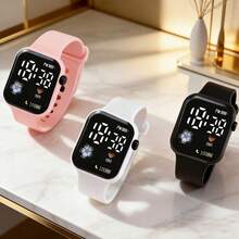 3pcs Unisex Fashion Football Heart Silicone Electronic Watch With Time & Date Display, Suitable As Christmas Gift Or Daily Use - Multicolor - View 7