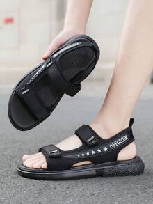 1双男士夏季新款防滑凉鞋，轻便户外商务鞋，透气简约沙滩鞋 - 黑色 - 查看 8