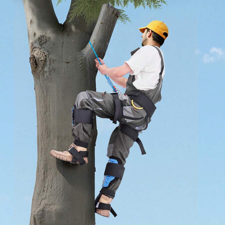 Tree Climbing Spikes, Height-Adjustable Tree Climbing Gear With Straps & Padding Cushion, 350 Lbs Load Capacity, Heavy Duty Steel Climb Spurs Arborist Equipment For Fruit Picking Hunting - Full Protection Steel Without Rope - View 1