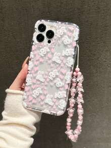 1pc Transparent Shockproof Phone Case With Rabbit & Heart Pattern, Compatible With IPhone 17/16 Pro Max, 11/12/13/14/15 Plus, XR/7/8 Plus, With Starry Lanyard, Great For Valentine's Day & Friendship Gifts - Clear - View 2