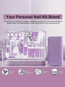 现代风格指甲钳修甲工具套装，包含便携旅行盒、角质层钳和修剪器，专业指甲钳修脚套装，旅行美容美甲工具套装 - 彩色 - 查看 8