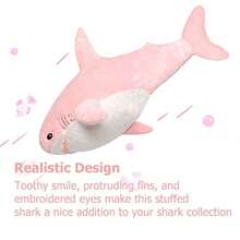 Adorable Pink Shark Plush Toy - Soft Stuffed Animal With Adorable Design, Perfect For Couch Decor & Birthday Gifts For Girls, 0+Year Old Girl Toys Stuffed Animal Weighted Stuffed Animals Plushies - 粉色 - 查看 2