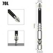 High Hardness Cross Head Bits, Anti-Slip Cross Head Bits S2 Strong Magnet 5A Black Anti-Slip, Suitable For Electric Drill And Electric Screwdriver, High Hardness Steel Bits Resistant To Impact - C-Silver - View 13