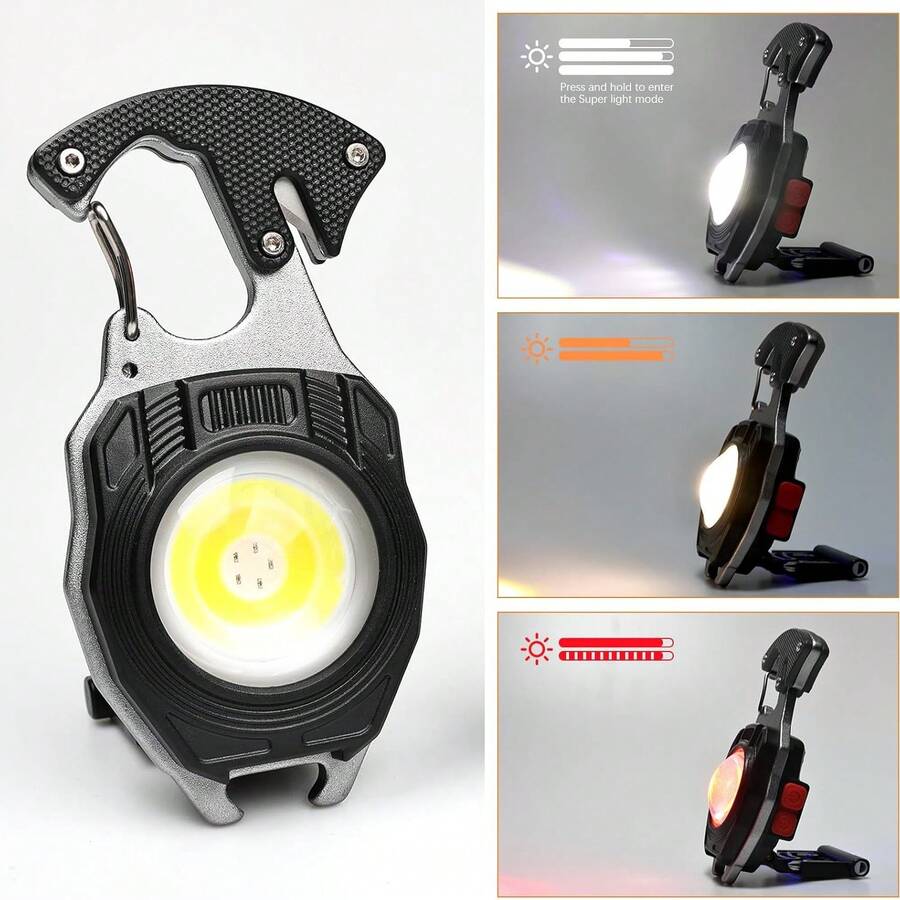 1 Portable USB Rechargeable Hands-Free Flashlight | Mini Keychain Light With Bottom Magnet, Pen Clip Design Headlamp, 3 Light Modes, Multi-Functional Emergency Lantern, Hanging Tent Light, Suitable For Travel, Camping, Fishing - A - View 1