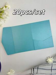 Bộ 20/25 phong bì thiệp mời cưới kiểu gấp ba, thiết kế tối giản, phù hợp cho lễ đính hôn, đám cưới, kỷ niệm 15 năm, lễ rửa tội, v.v., có thể tự làm thiệp mời, kích thước 5*7 inch, nhiều màu sắc để lựa chọn, chỉ bao bì, không kèm thiệp hoặc tem. - Xanh ngọc trai - Xem 26