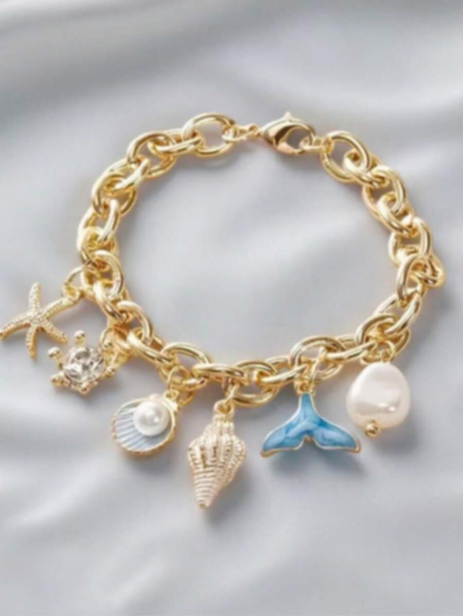 1 Piece, A Classic Holiday Style Bracelet With Ocean, Starfish, Shells, And Accessories Suitable For All Seasons, Making It The Perfect Holiday Gift. - Style 12 - View 1