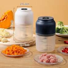 Electric Garlic Chopper, 2026 Upgrade Mini Portable Veggie Cutter, USB Charging Wireless Electric Food Chopper, One-Touch, 4 Sharp Stainless Steel Blades For Meat Fruits Vegetables - 黑色 - 查看 3