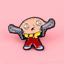 1 Piece Cartoon Character Enamel Pin - Durable Zinc Alloy Brooch With Gun And Beard Design, Bright Colors Suitable For Backpacks, Jackets, Hats - Unique Gift For Men And Women, Backpack Accessories, Easy Design, High-Quality Surface Treatment - 彩色 - 查看 6