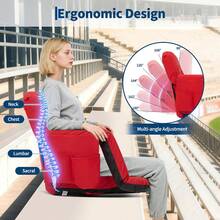 2 Pack Wide Bleacher Seats With Back Support, 6-Position Reclining Stadium Chairs With Adjustable Armrests, Cup Holder & Pockets, Portable Folding Chairs For Sports, Concerts - Red - View 3
