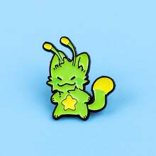 1枚外星猫珐琅胸针 - 可爱徽章，可别在背包和衣服上 - 綠色 - 查看 7