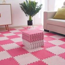 12/24PCS Interlocking Foam Floor Tiles, Available In Five Colours: White, Pink, Camel, Rose Red Or Grey - These Soft, Washable And Non-Slip EVA Floor Mats Are Suitable For Bedrooms, Living Rooms, Home Decor, Pet Areas And More. - Màu Hoa hồng đỏ - Xem 5