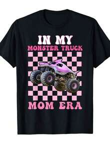 In My Monster Truck Mom Era Monster Truck Are My Jam T-Shirt.   For Women,Valentine Outfits For Women,Tops De Mujer, Vacation Outfits Women, Clothes Women,Vintage Summer Outfits For Women, Track Suit For Her. A Perfect Valentine's Day Gift For Your Loved One! - màu đen - Xem 1