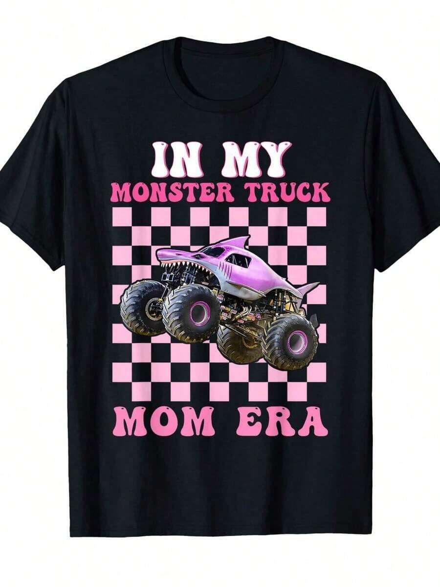 In My Monster Truck Mom Era Monster Truck Are My Jam T-Shirt. For Women,Valentine Outfits For Women,Tops De Mujer, Vacation Outfits Women, Clothes Women,Vintage Summer Outfits For Women, Track Suit For Her. A Perfect Valentine's Day Gift For Your Loved One! - màu đen - Xem 1