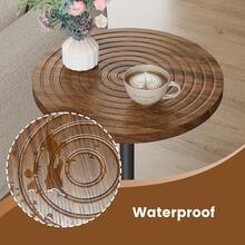 Round Side Table, Small Drink Table, Pedestal Martini Stand, Weighted Base Cocktail Table Accent Nightstand For Living Room, Bedroom, Bathroom, Office, Walnut - Quả óc chó - Xem 5