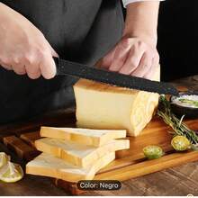 CUCHILLO DE COCINA DE ACERO INOXIDABLE, JUEGO DE CUCHILLOS DE COCINA DE 6PZS, CUCHILLO DE CHEF, CUCHILLO DE PAN, CUCHILLO DE FRUTA, CUCHILLO CON REVESTIMIENTO ANTIADHERENTE - Negro - Ver 7