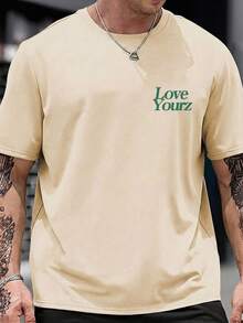 Men's Graphic Tees, Print With NO SUCH THING AS A LIFE, Cotton Streetwear T-Shirt, Round Neck, Loose Fit, Fall & Holiday Travel, Unisex, Goth & Y2K Style - 杏色 - 查看 2