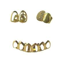 1 Set Unisex Hip Hop Style Hollow Dollar Sign & Dual-Tone Zirconia Teeth Grillz, Suitable For Daily Wear, Festivals And Parties - Multicolor - View 7