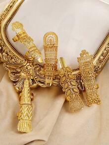 Dubai 24K Gold-Plated Adjustable Ladies' Finger Ring Fashion Africa Women's Wedding Jewelry Alloy Classic And Exaggerated Design - Yellow Gold - View 3