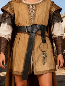 1Set Magic Key Gringotts Vault Treasure Box Key With Medieval Retro PU Leather Keychain Halloween Role Play Props LARP - A - View 5