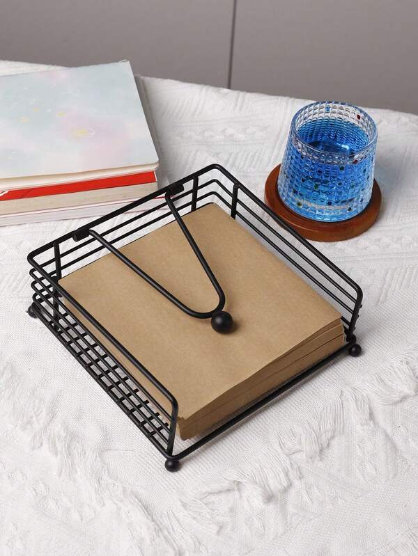 Gold/Black Iron Vertical Square Napkin Holder, Tissue Paper Rack, Tissue Holder, Metal Napkin Clip For Dining Table, Napkin Organizer, Tissue Storage Organizer, Suitable For Table Decoration, Tissue Storage, Bathroom Storage, And Is A Great Gift Choice.Also Suitable For New Year Decorations And Home Decor.