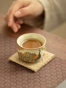 1个/2个/4个装金孔雀陶瓷杯，精致金线陶瓷把手茶杯，高品质小咖啡杯，是招待客人和朋友、享用下午茶、沙特咖啡、阿拉伯茶杯的理想之选。 - 彩色 - 查看 3