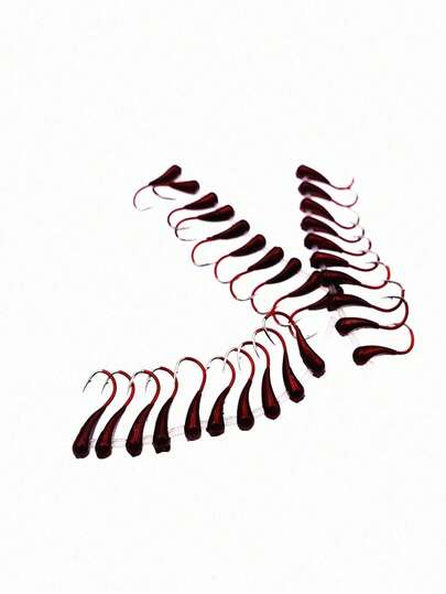 10pcs Barbed Fishing Hooks, Size 0.1 0.3 0.5 0.8#, Red Color, Suitable For Crucian Carp, Carp, Bass Fishing