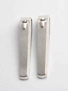 2pcs Stainless Steel Nail Clippers, Flat Nail Trimmer Suitable For Men And Women - Silver - View 6