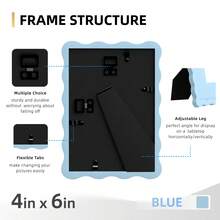 1pc/3pcs Wavy Design Photo Frame For Wall & Tabletop Decoration, Artistic Creative Home Decor With Multi-Color Waves - 7 Standard Sizes 4x4in, 4x6in, 5x7in, 6x6in, 8x8in, 8x10in, 11x14in - Modern Stylish Interior Accent, Fun Picture Frames, Scalloped Picture Frame- Graduation Wedding Gift (Random Photo Paper) - 波浪形 - 查看 8