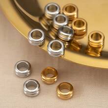 10pcs 6mm Gold Stainless Steel Large Hole Spacer Beads, For Jewelry Making DIY Bracelet Necklace Craft Materials - Multicolor - View 8