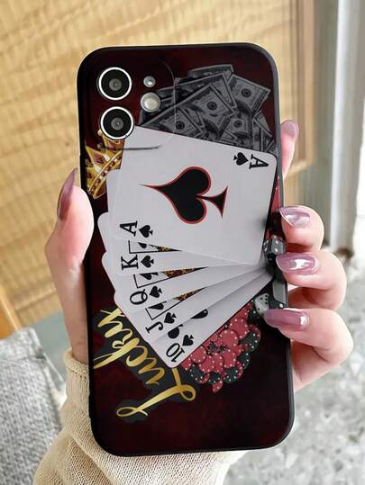 Ốp lưng điện thoại Poker King Explosion Hole Edged màu đen, chống sốc, tương thích với iPhone 17pro/17Air/17/17promax/16/11/16pro/16plus, Galaxy S25/S25PLUS/S25 Ultra, 11/12Pro/12/12X/13Pro/14Pro/15Pro/, Redmi 10/9/Note9/12c/Note11pro/Note8Pro