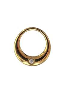 1 pieza Aro de nariz de titanio G23 con circonita redonda, pendientes de cartílago de oreja, trágus, hélice, concha y lóbulo, joyería de perforación corporal de aro de septum - color titanio - Ver 6