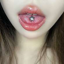 Titanium Steel Star Tongue Piercing, Unique European & American Style Tongue Stud, Suitable For Drinking & Piercing - Star Tongue Nail - View 2