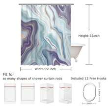 Purple Shower Curtain, Marble Shower Curtain, Blue Shower Curtains Bathro... - White - View 5