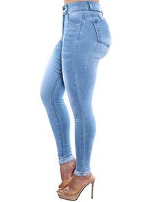 Women's Butt Lifting Jeans, High Stretch Leggings, Fashionable And Elegant, Suitable For Dates, Commuting, Casual Travel, Valentine's Day And New Year Wear. - Blue - View 2